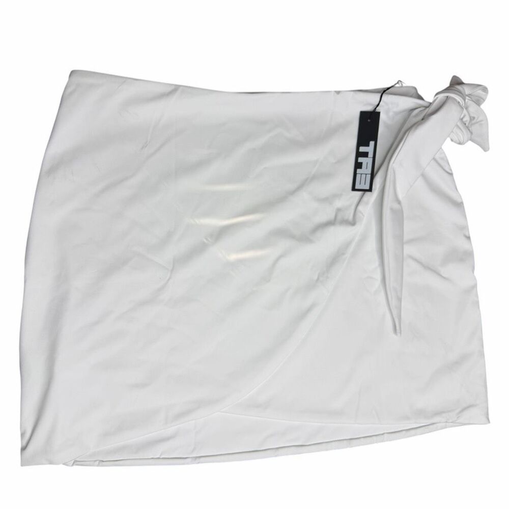 NEW TA3 Mini Wrap Skirty White 2X Asymmetrical Tie Mini Skirt Swim Casual Resort